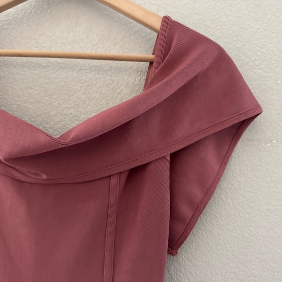 House of CB Danae Off Shoulder Bandage Dress Med Pink Bodycon Feminine Cocktail - Picture 9 of 13